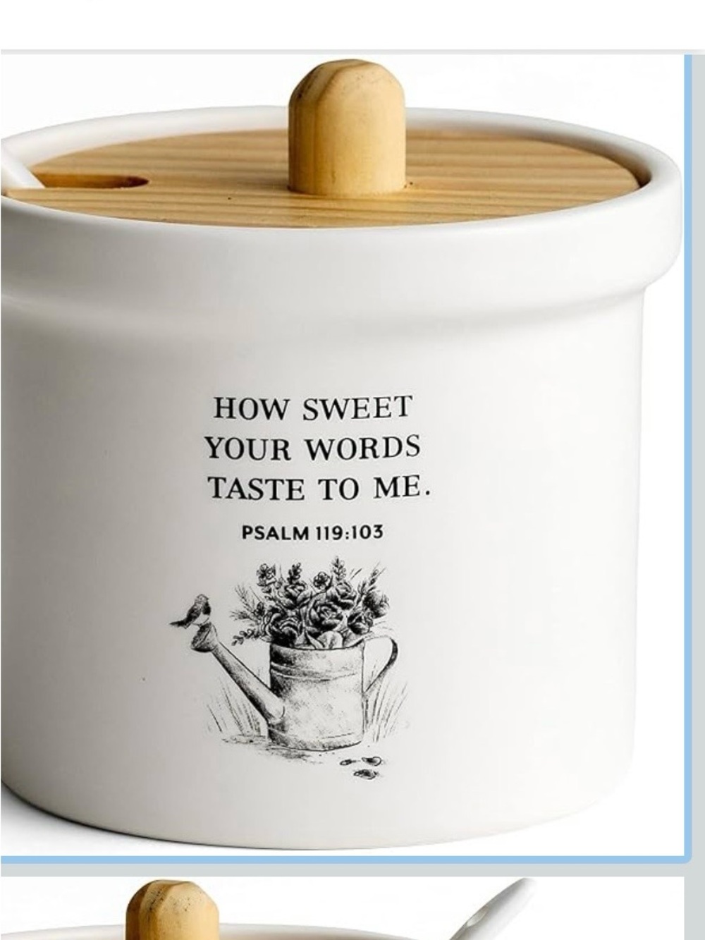 DaySpring How Sweet Your Words Taste To Me White Condiment Jar with Bamboo Lid